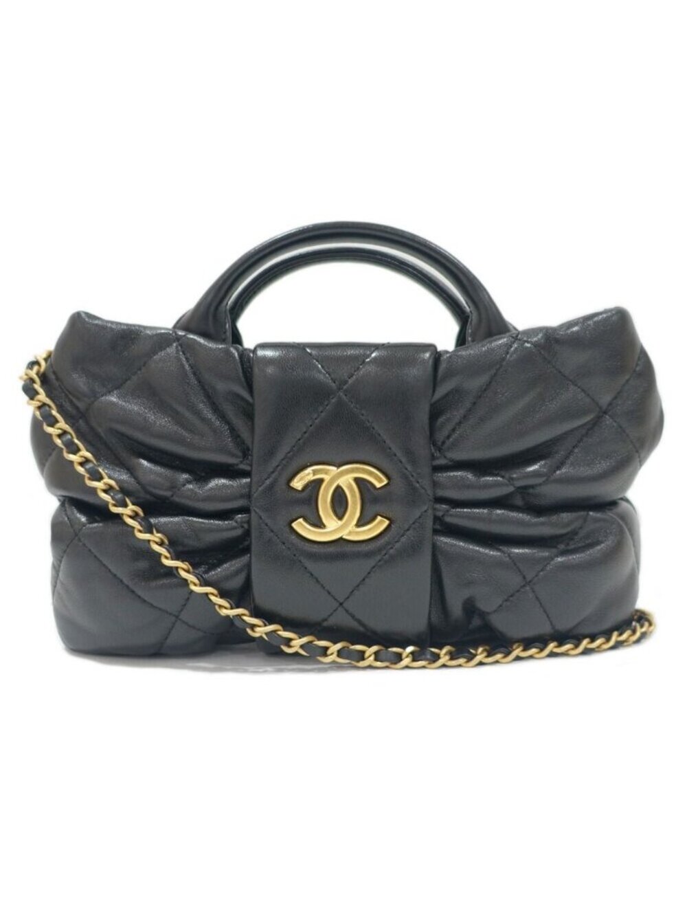 Chanel Mini Bow Bag Lambskin Black Gold